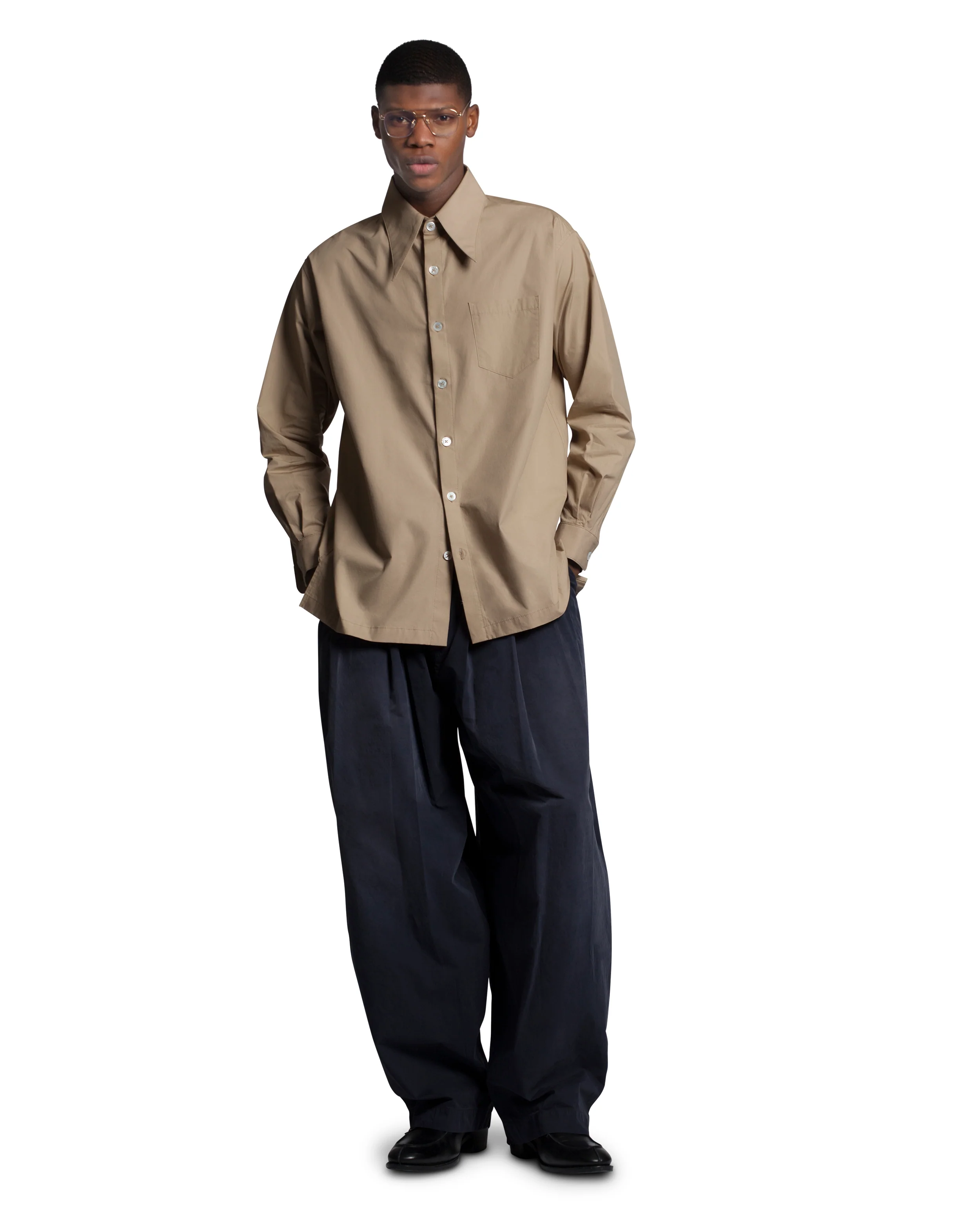 POINT COLLAR DRESS SHIRT - TRAVERTINE - Image 3