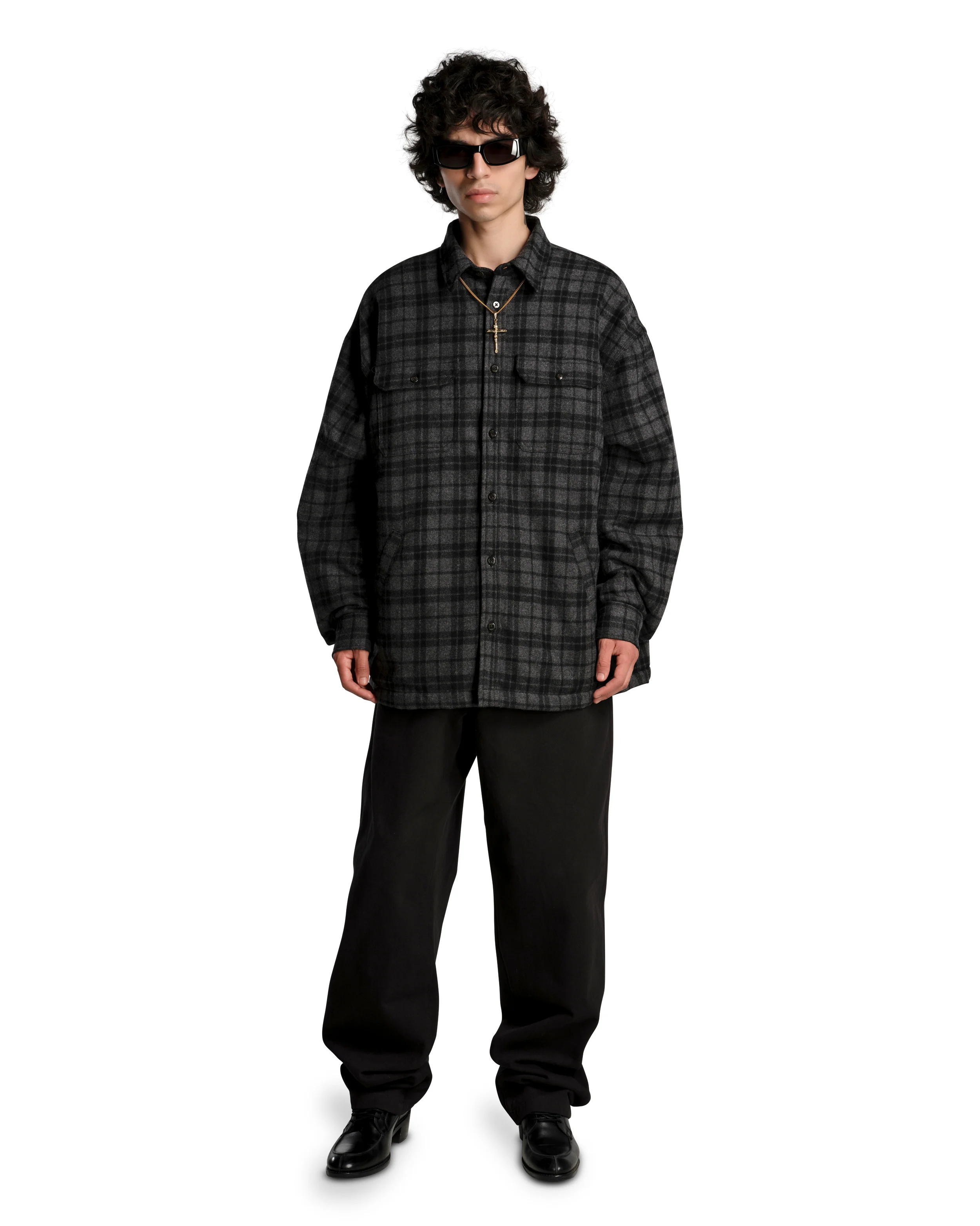 QUILTED OVERSHIRT - CHARCOAL - Image 3