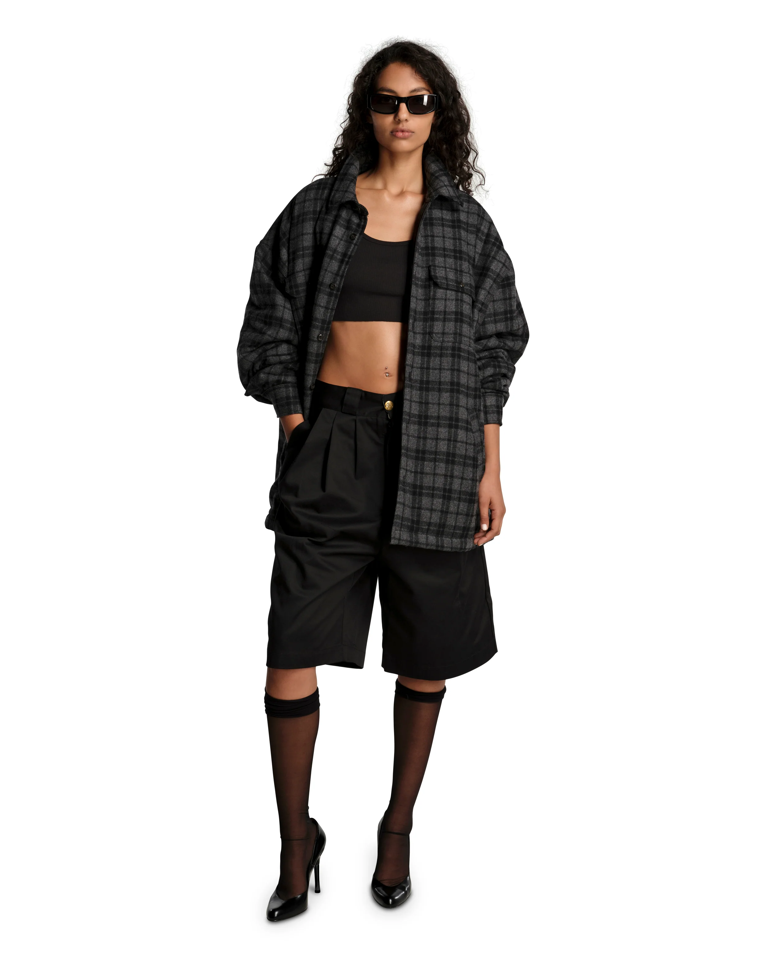 QUILTED OVERSHIRT - CHARCOAL - Image 4