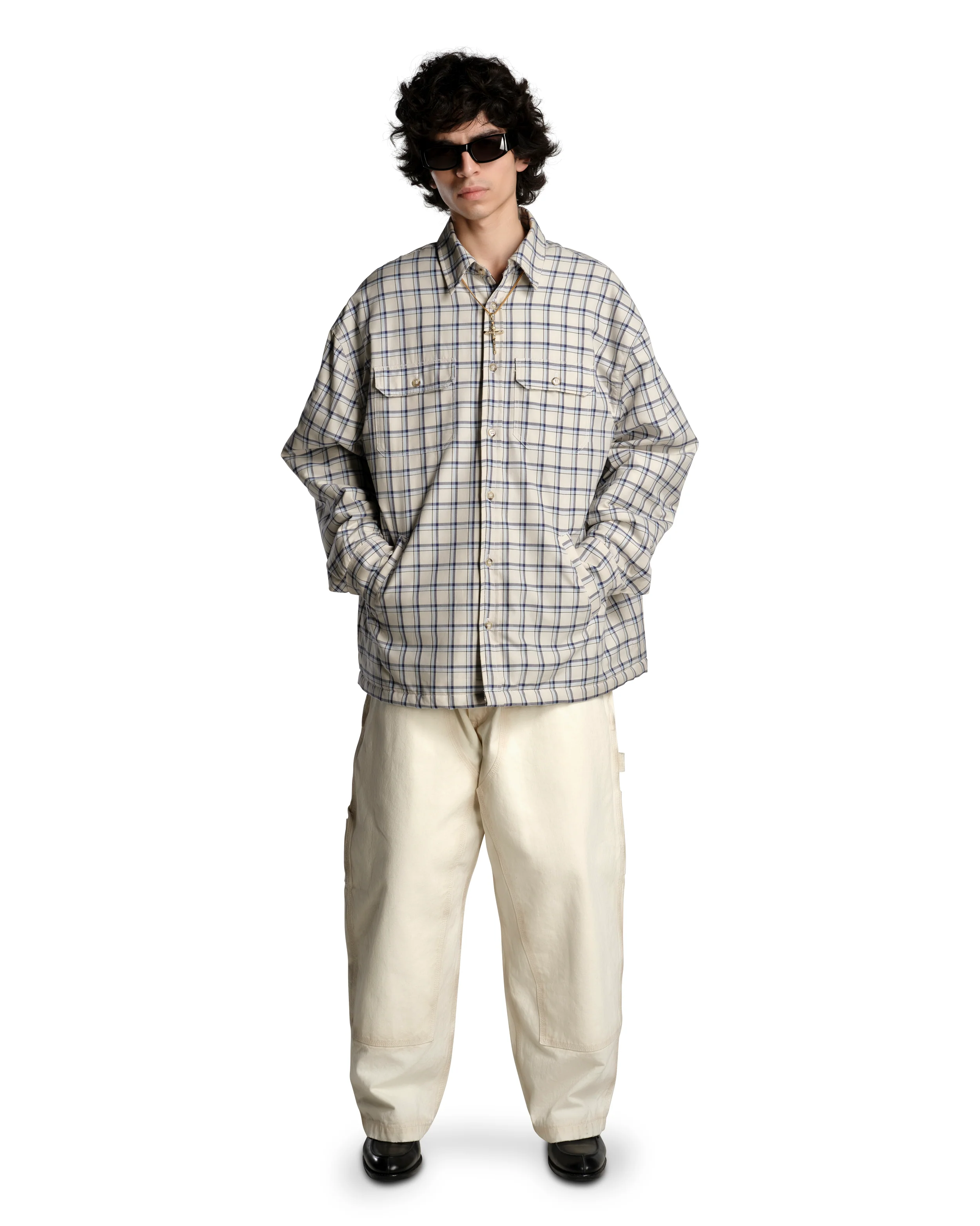 QUILTED OVERSHIRT - LIGHT BLUE - Image 3